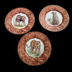I. Godinger Porcelain Email de Limoges 1855 Safari Salad Plates - Set of 3 