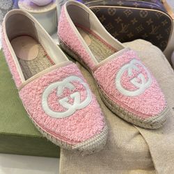 Gucci Pilar Espadrille Flats Pink 37.5