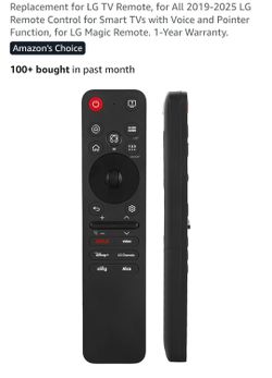 Replacement for LG TV Remote, for All 2019-2025 LG Remote Control for Smart TVs with Voice and Pointer Function, for LG Magic Remote.