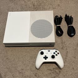 White Microsoft Xbox One S 1TB Console 1681 w/ Controller & Cords
