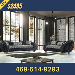 New Modern Contemporary Sofa And Loveseat With Pillows 