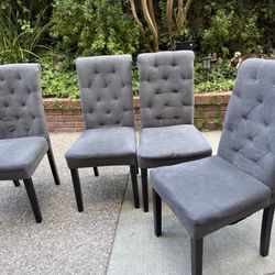 Set of 4 Grey Tufted Upholstered Dining Chairs