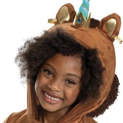 Halloween  Kids Afro Unicorn Jumpsuit Costume With Detachable Tail Size 3-4T