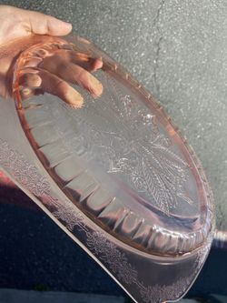 Pink Depressionware Serving Plat Vintage collectible 1934 Jeannette Glass Co. Adam Pattern