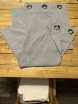 * Large Door/Window Curtains 38 x 80” * Large Rings/Gray Pattern  * Brand New 