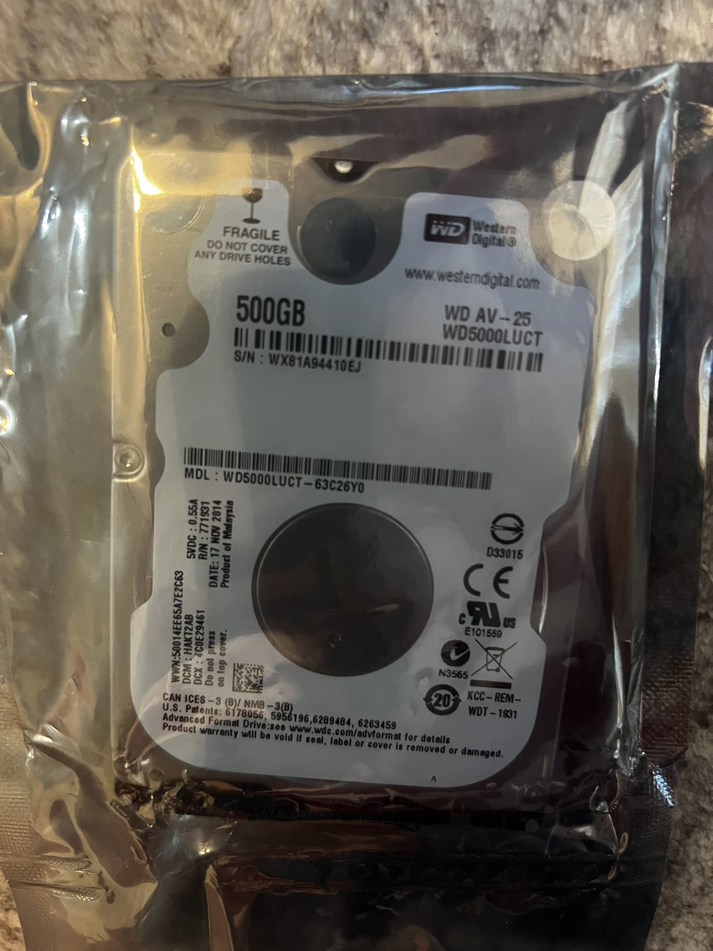 Western Digital 500GB Hard Drive – HDD 