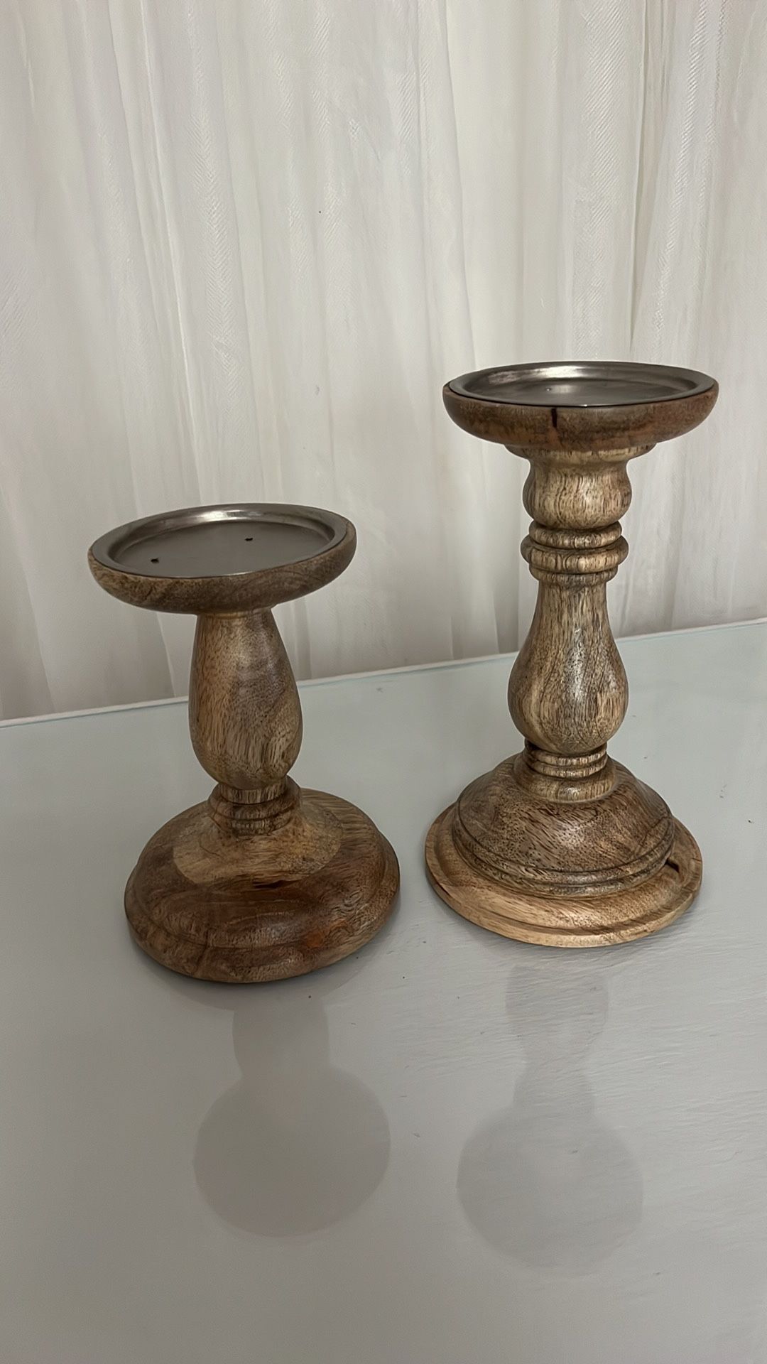 Set Of wooden Candle Holders