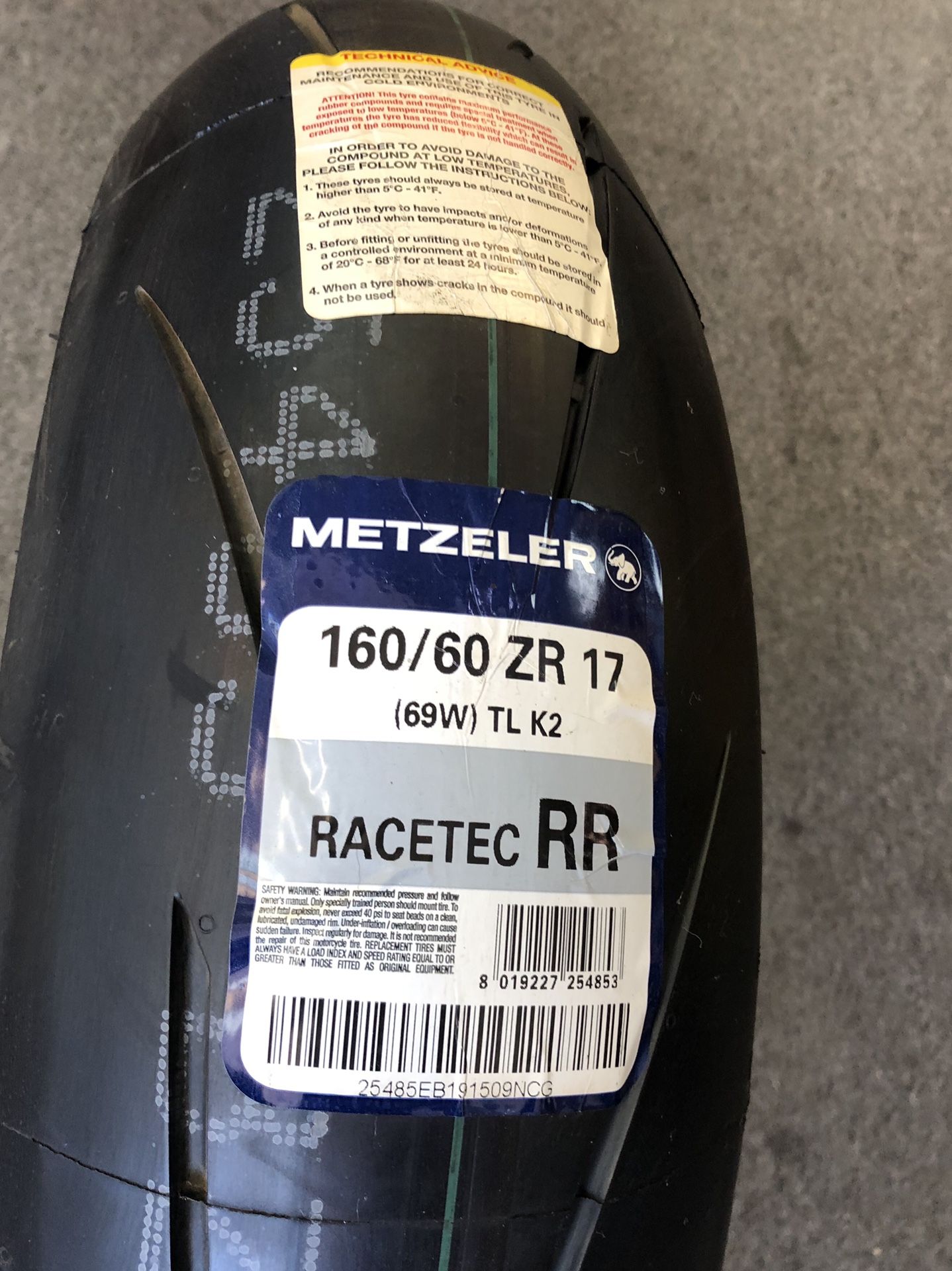 Metzeler Racetec RR track day sport tire 160/60-17 new