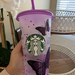 Starbucks Purple Confetti Color Changing - Butterflies 