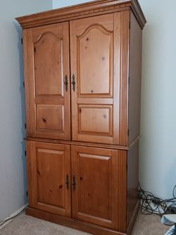 Solid Pine Home/Office Computer Armoire & File Cabinet