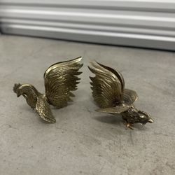 Vintage Brass Rooster Figurines – Pair – Farmhouse Kitchen Decor