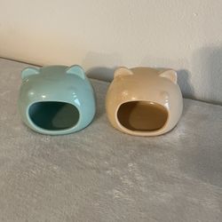 2 Ceramic Hamster Hides 