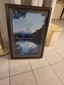 Framed Mountain Lake Landscape Print