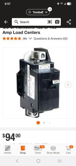 Square D 100 amp main breaker bolt in Style