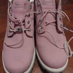 Pink Low Top Timberland Waterproof Boots