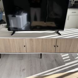 White / Wood TV Console Table
