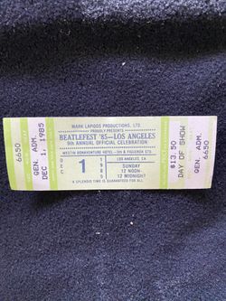 BEATLEFEST Los Angeles December 1, 1985 Ticket Stub 