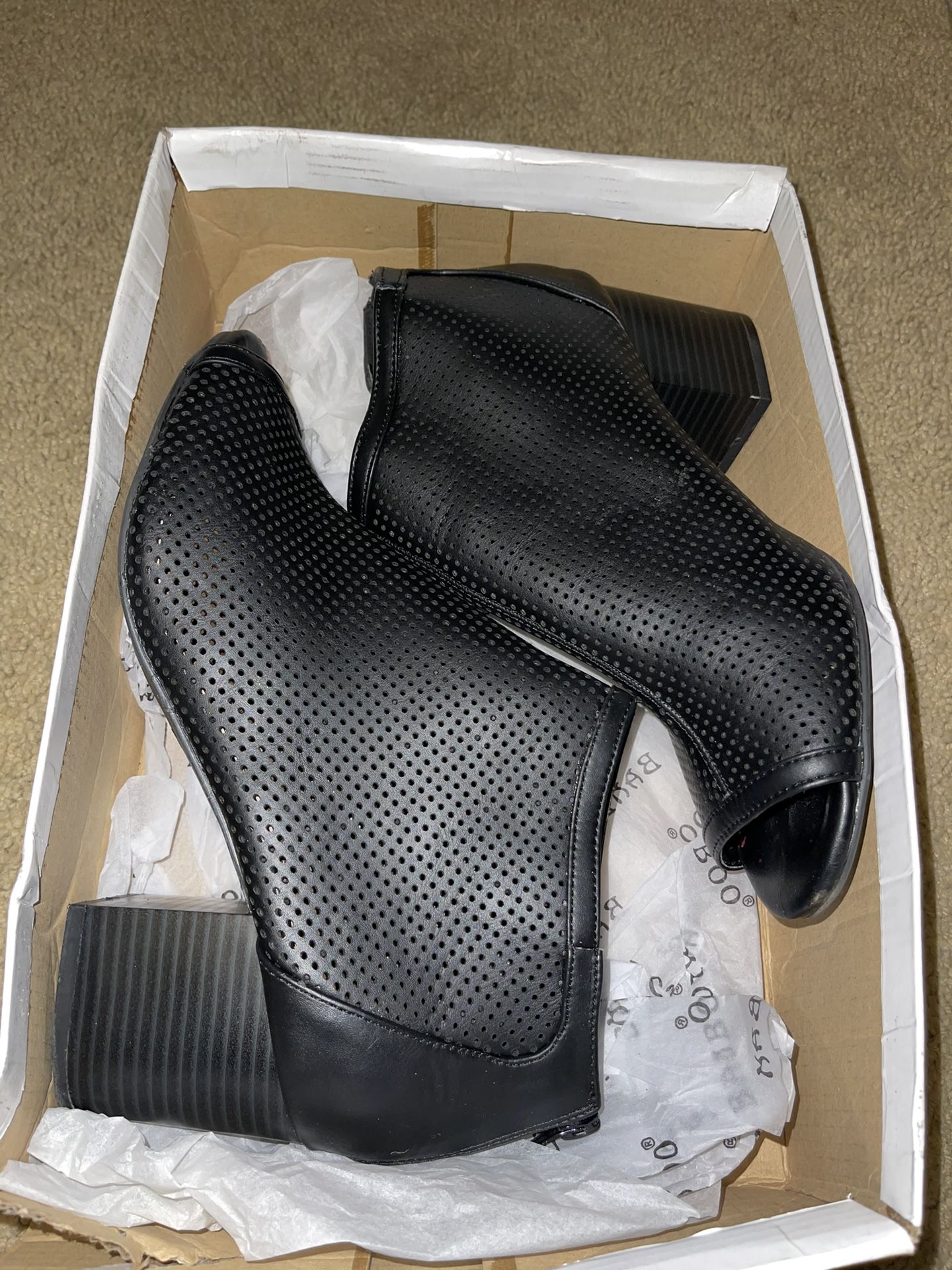 Bamboo Heels Black Leather