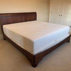 King-sized Louis Philippe-style Sleigh Bed Frame & Mattress Set