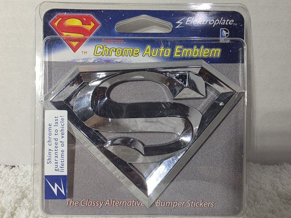 Officially Licensed Elektroplate Superman 3D Chrome Auto Emblem NEW