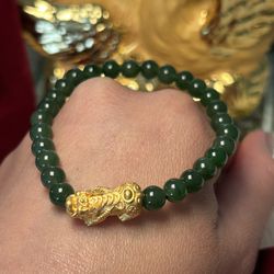 Bracelet Pi’xiu 24k yellow gold with Nephrite Jade