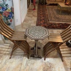 Handmade Chair And Table Set From Egypt Made Of Authentic Abalone Shells