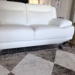 White leather love seat sofa