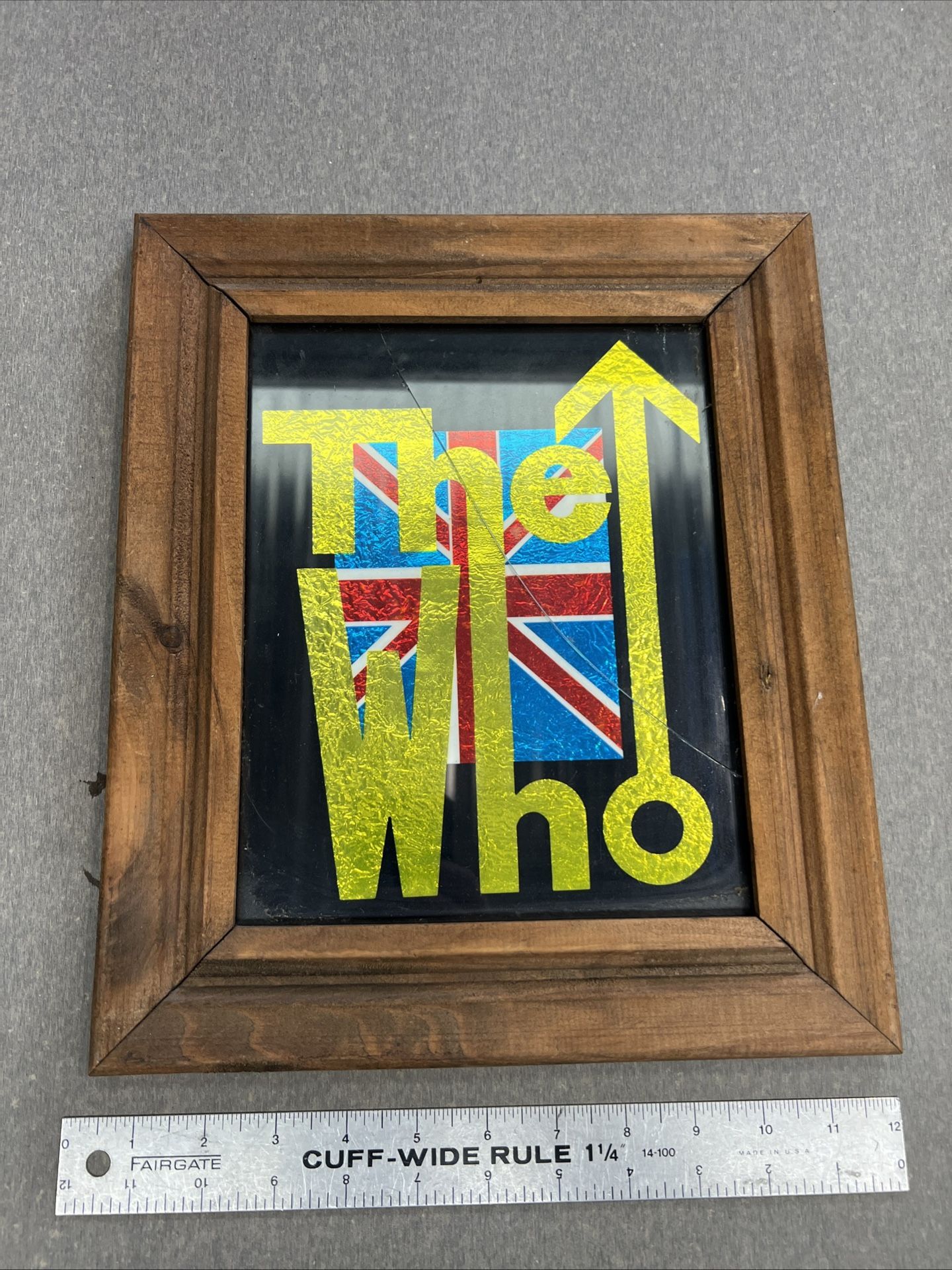 Rare 1970's Era The Who "The Who" Band Logo Foil Picture In Wooden Frame Carnival Prize