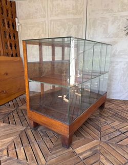 Insane Vintage Glass and Wood Display Cabinet