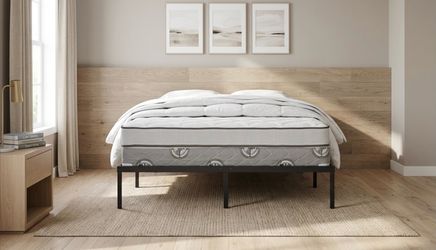 Full Size Mattress, Box Spring, & Metal Platform Bed Frame Set