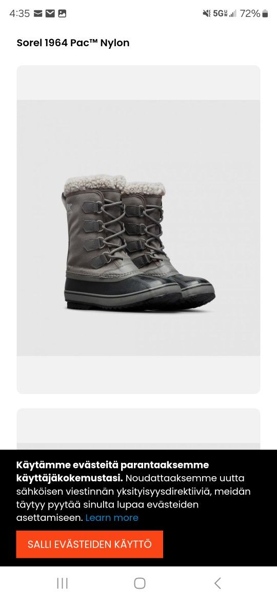 Sorel 1964 Pac Nylon Boot Size 10.5 Mens