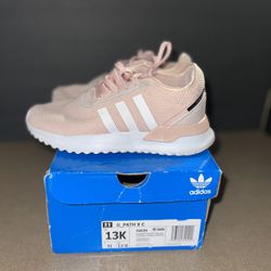 Girls Pink And White Adidas Size 13c 