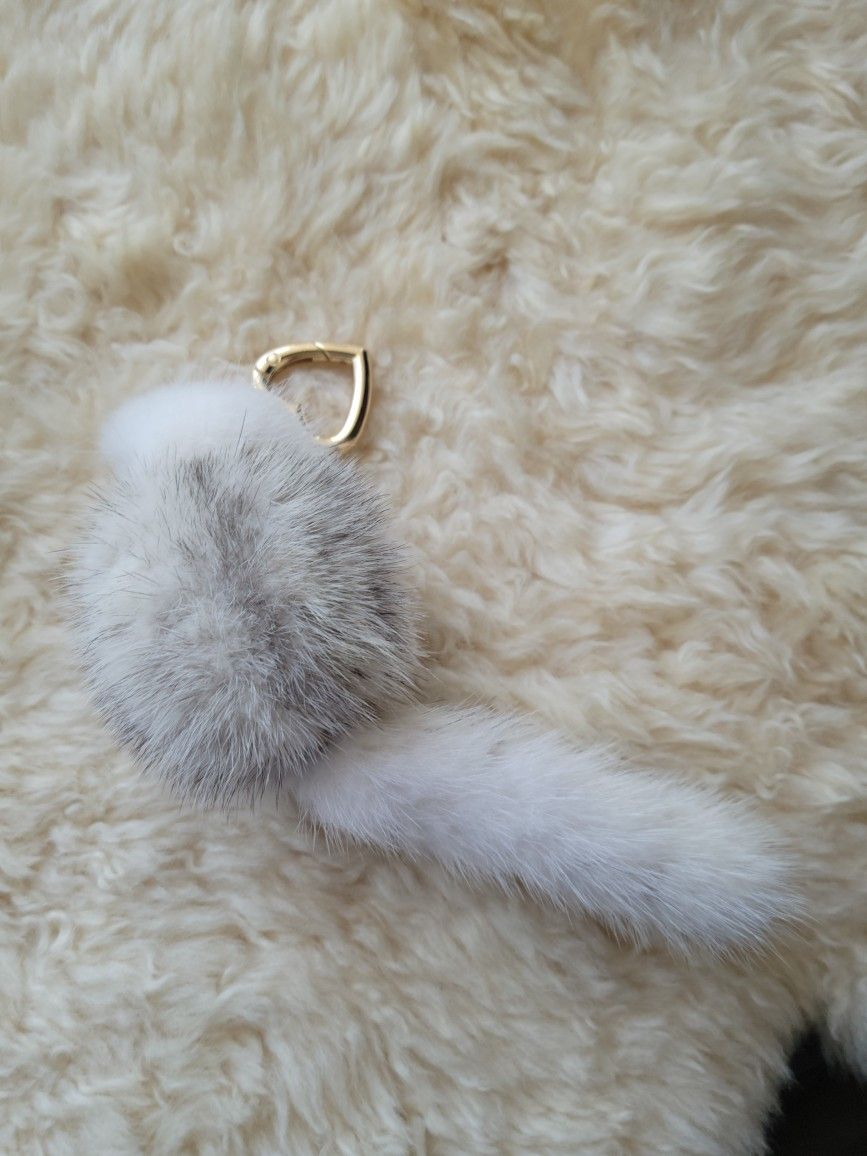 10" Long Real Mink Fur 8" Furbaby Critter Keychain + 2 Fur Freebies (1 Mink)
