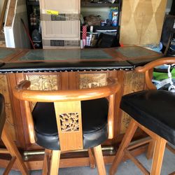Asian Bar w/6 swivel Stools