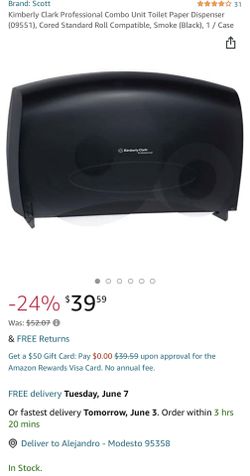 Kimberly Clark Professional Combo Unit Toilet Paper Dispenser (09551), Cored Standard Roll Compatible, Smoke (Black), 1 / Case