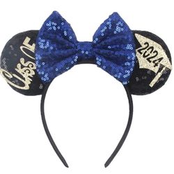 Disney Blue Bow Mickey Graduation Ears 