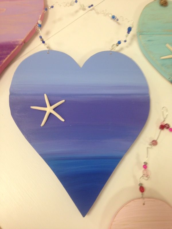 Wooden heart with beaded wire