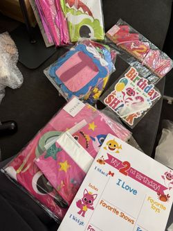 Baby little shark girl birthday #2 party decor supply