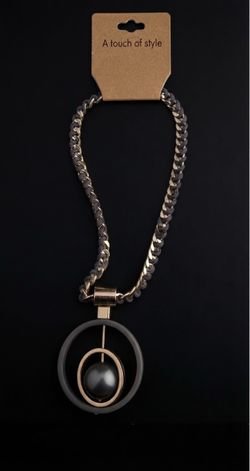 Gold Chain and Cord Statement Pendant Necklace