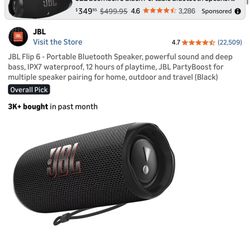 JBL Flip 6 - Portable Bluetooth Speaker, powerful sound and deep bass, IPX7 waterproof, 12 hours of playtime, JBL PartyBoost for multiple speaker pair