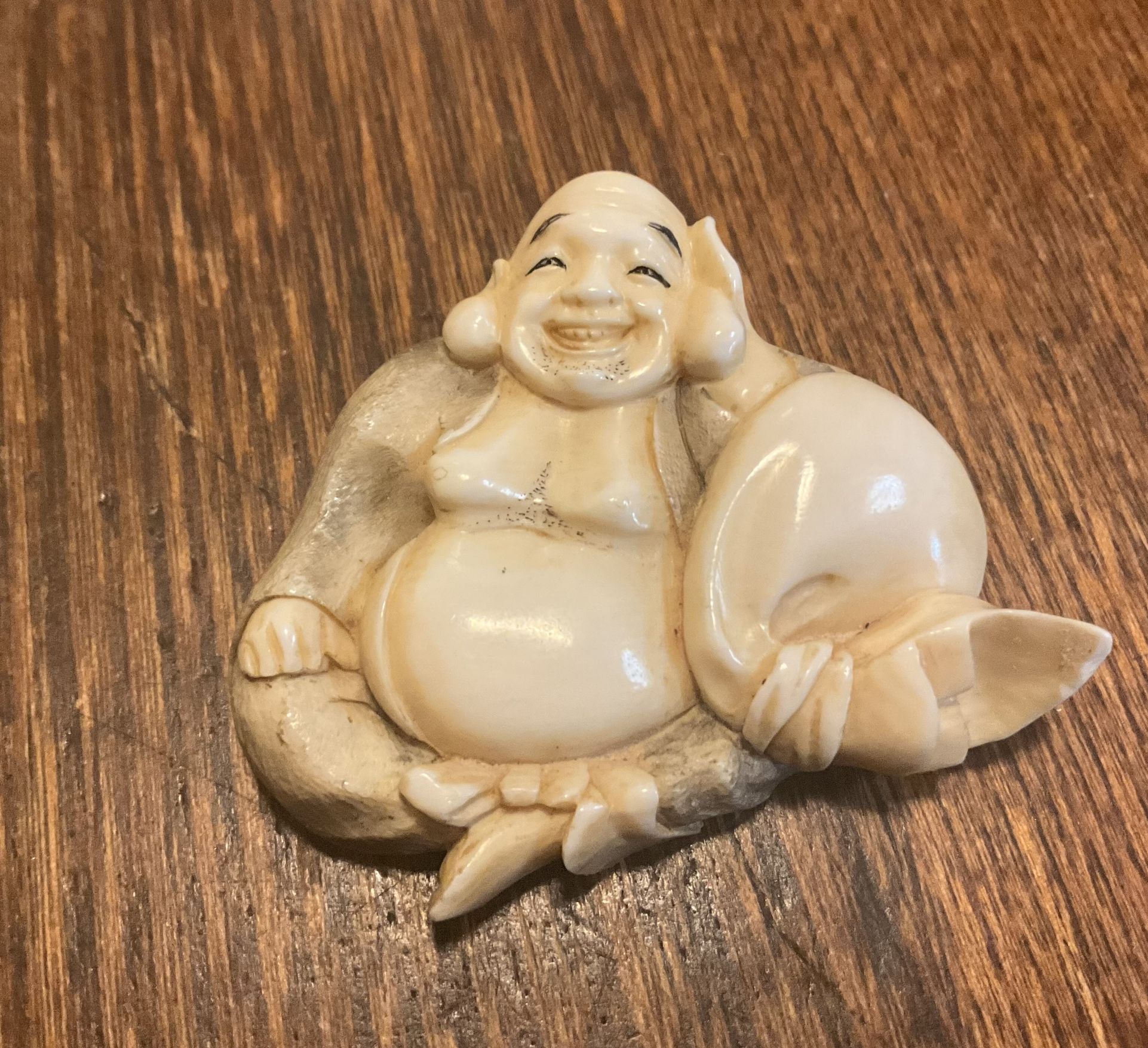 Buddha Brooch, hand carved Signed By The Artist