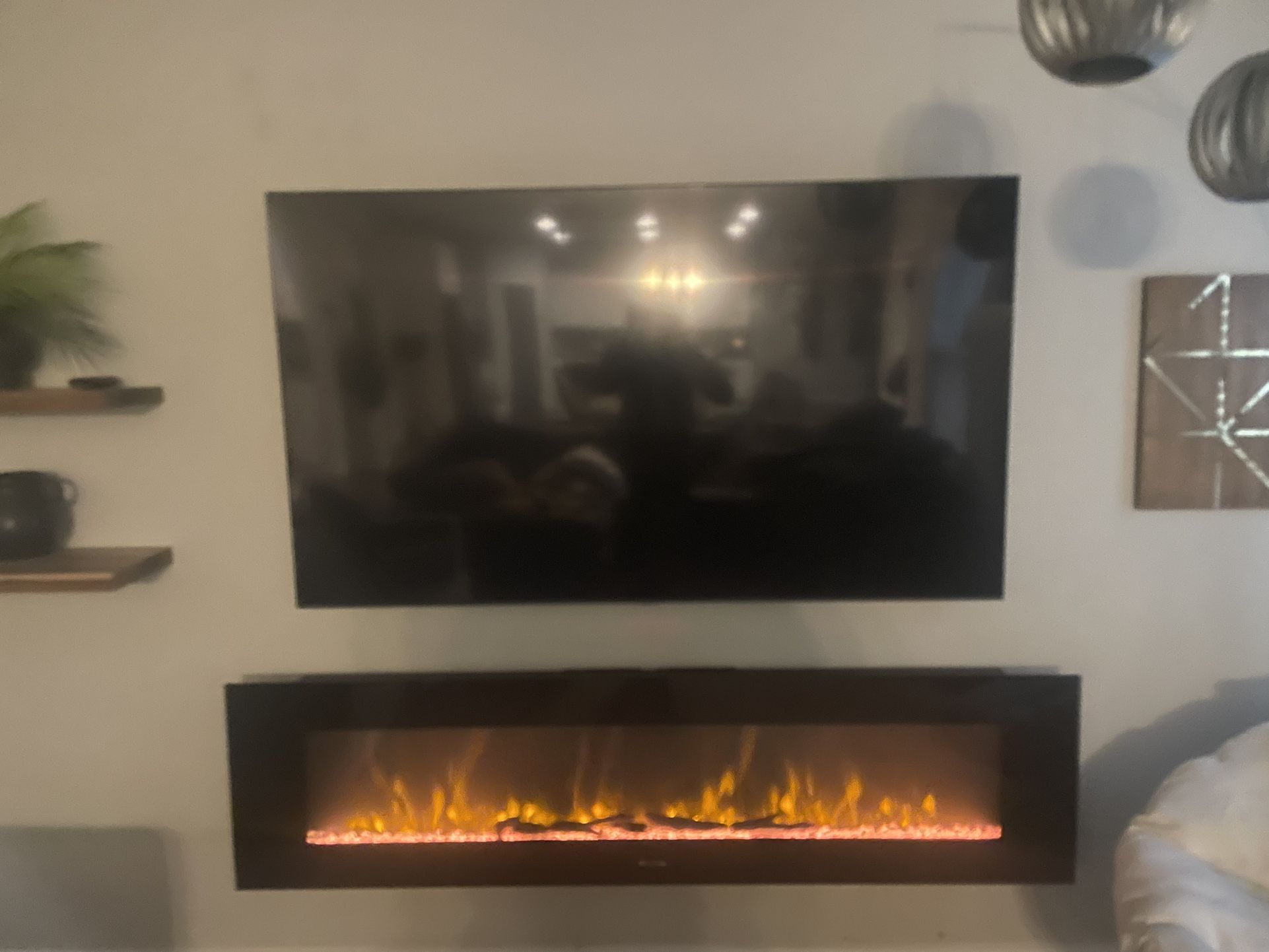 75 Inch Samsung Tv Bundle with Electric Fireplace