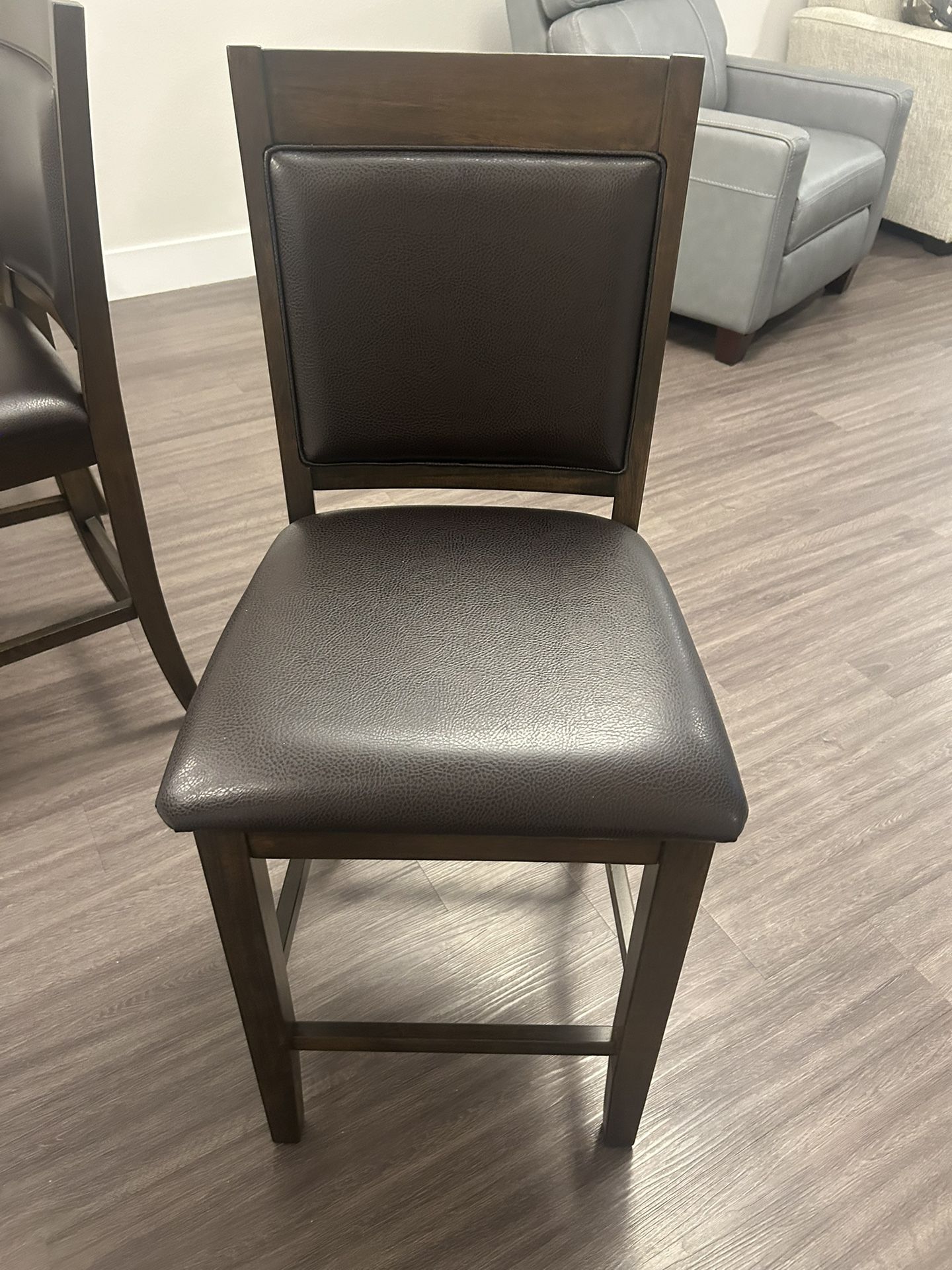 Lewis Wood and Leather Counter Stools