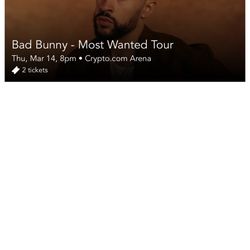 Bad Bunny - Most Wanted Tour Thu, Mar 14, 8pm • https://offerup.com/redirect/?o=Q3J5cHRvLmNvbQ== Arena