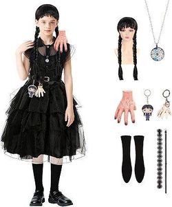 Like New Black Costume Dress for Girls 4-12 Years Girls Outfits with Accessories Dress Up Set Halloween Cosplay Party

Fabric type: Polyester
Care ins