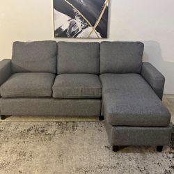 Gray 3-Seater Reversible Sectional Sofa