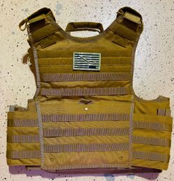 Heavy Duty Ballistic Plate Carrier M-2XL Adjustable MOLLE TAN