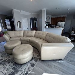 Custom Made Canto Leather Sectional w/2 Storage Ottomans 
