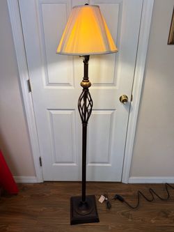 Bronze Floor Lamp with Cream Shade