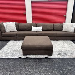 FREE DELIVERY Modular Brown Sectional Couch w/ Ottoma